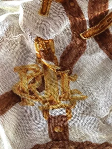 Lauren Ralph Lauren Rayon Scarf Equestrian Monogram Bridle Flaws - Picture 1 of 12