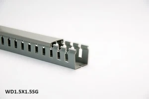 1 New 1.5"x1.5"x2m Wide Open Slot Wiring Cable Raceway Duct, PVC Material, Gray - Picture 1 of 4