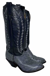 Abilene Gray Size 9 Leather Vintage Cowboy Boots Womens USA Heel Western