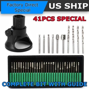 Dremel Rotary Multi Tool Cutting Guide HSS Router Drill Bits Attachment Kit - Picture 1 of 12