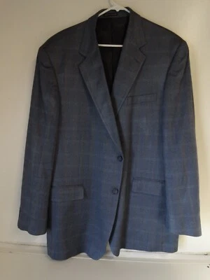 Mens Savile Row Sz 48 L  blue Glen Plaid Sport Coat Jacket Blazer silk bamboo - Image 1 of 4