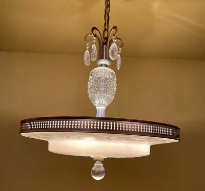 Vintage Lighting 1940s Hollywood Regency chandelier by Lightolier EXTRAORDINARY - Image 1 of 4