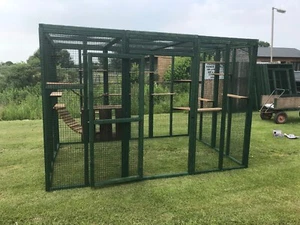 Cat Run Green Catio Enclosure Play Pen 6ft x 9ft or 8ft x 12ft PVC Green Wire - Picture 1 of 10