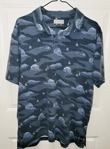 PGA Tour Herren Größe Large Allover Scenic Print Boote S/S Golf Polo Shirt blau - Bild 1 von 3
