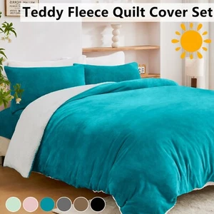 Super Warm Sherpa Fleece Thermal Quilt Doona Duvet Cover Set AllSize Winter 2025 - Picture 1 of 13