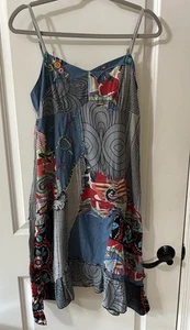 Farinelli Women Dress Boho Style Sz L Slip Dress Mixed Media Patchwork - Picture 1 of 12