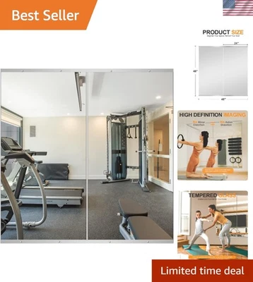 Elegant 48''x24'' Frameless Mirrors - Ideal for Home Gym & Living Spaces - Image 1 of 4