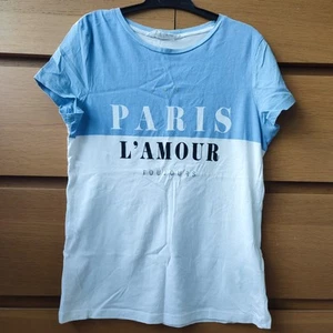Girls Age 13-14 Years Blue And White Paris Themed Short Sleeved T-shirt - Picture 1 of 3
