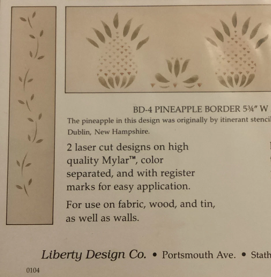 Liberty Design Co. Decorating Stencils - PINEAPPLE BORDER - 5" Wide - Image 1 of 4