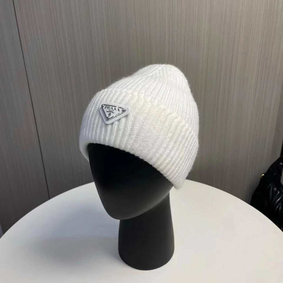 Gorro tejido PRADA Milano talla única lana unisex-blanco Foto 1 de 1