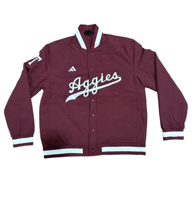 Adidas Texas A&M Aggies Hombres Talla Grande Entrenadores Chaqueta de Béisbol Granate HS8535 Foto 1 de 4