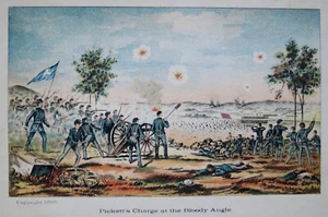 PICKETTS CHARGE AT THE BLOODY ANGLE GETTYSBURG 1890 PRINT CIVIL WAR - Picture 1 of 2