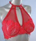 Victorias Secret Nwt Dream Angels High Neck Red Chantilly Lace Mesh Unlined Bra