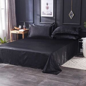 Silk Bed Sheets Queen King Set Satin Deep Fitted Luxury Pocket Bedding Fade New