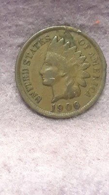 1906 ~ INDIAN HEAD CENT ~ F ~ PLANCHET FLAW OBV - Image 1 of 3