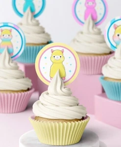 Adorables decoraciones de cumpleaños de cupcake de alpaca llama pastel comestible - Imagen 1 de 3