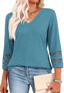 Business Casual Tops for Women 3/4 Length Sleeve Plus Size Tops for Women Sum... - Picture 1 of 6