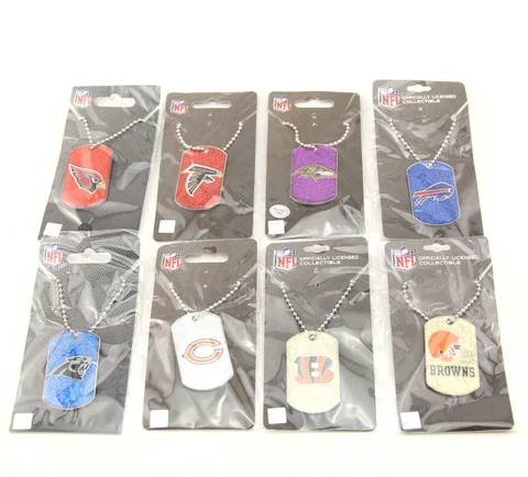 NFL Football Team Licensed Glitter Dog Tag Pendant Necklace Cover