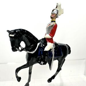 Vintage Britains Queens Guard Mounted Cavalry Officer Painted Lead Toy Soldiers