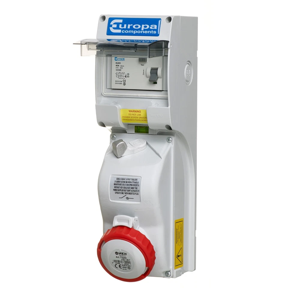 Europa 32 Amp Switched Interlocked RCD Socket  32A 3 Pole +N+E  3PN+E 415V IP65 - Image 1 of 1