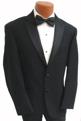 New Calvin Klein Black Tuxedo Jacket Satin Notch Lapels 100% Wool Big & Tall - Image 1 of 4