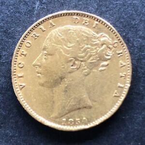 Queen Victoria shield back gold sovereign , 1854