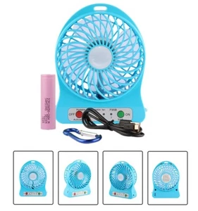 NEW Blue Rechargeable Mini Portable USB High 8 Hr 3 Speed Cooling Fan W8 - Picture 1 of 2
