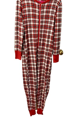 Men's Union Suit Plaid Red and White Christmas Thermal Waffle fabric Jockey SZ S - Image 1 of 4