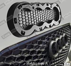 Audi Emblem Logo Badge Holder for honeycomb grills A1 A3 A4 A5 A7 A8 Q5 Q3 Q7 TT - Picture 1 of 24