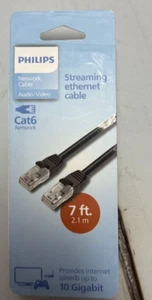 Philips Cat6 Streaming Internet Cable 7 ft Ethernet Black NEW! - Picture 1 of 1