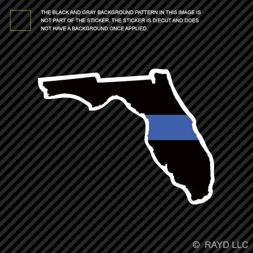 Pegatina autoadhesiva de la delgada línea azul policía FL en forma del estado de Florida Foto 1 de 1