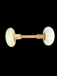 Antique Vintage White Porcelain Door Knobs Set Salvage - Picture 1 of 4
