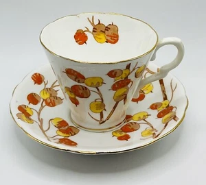 GLADSTONE BONE CHINA 5732 TEETASSE & UNTERTASSE PERSIMONE FRUCHT HERGESTELLT IN ENGLAND - Bild 1 von 9
