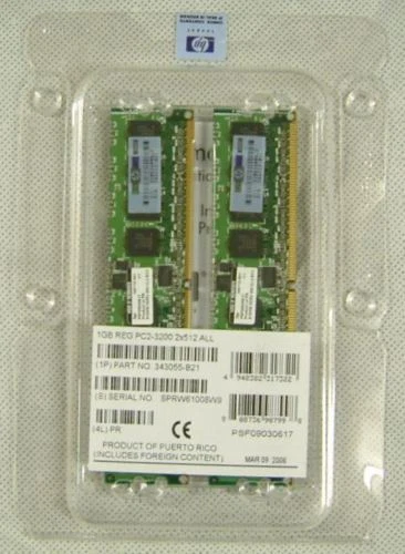 New Genuine HP Compaq Proliant DL ML 1GB RAM ECC PC2 PC3200 (343055-B21) - Immagine 1 di 1