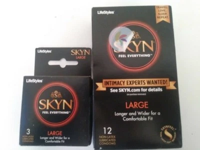 Condones Lifestyles Skyn grandes sin látex caja al por menor variedad conteo más largo ancho  Foto 1 de 2