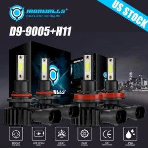 COB LED Headlight Bulbs for 2007-2013 Toyota Tundra High Beam 9005 Low Beam H11 - Picture 1 of 12