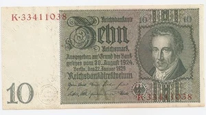 1924 Germany Weimar Reichsbanknote 10 Marks Uncirculated Bank Note w/Seal - Picture 1 of 2