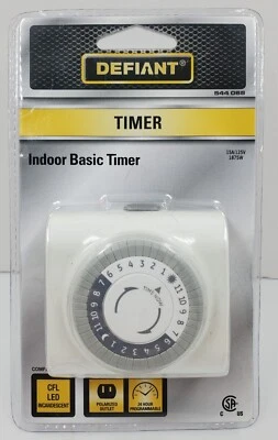 Defiant Indoor Basic Timer 24 Hour Programmable 1875W Plug In  White - Image 1 of 4