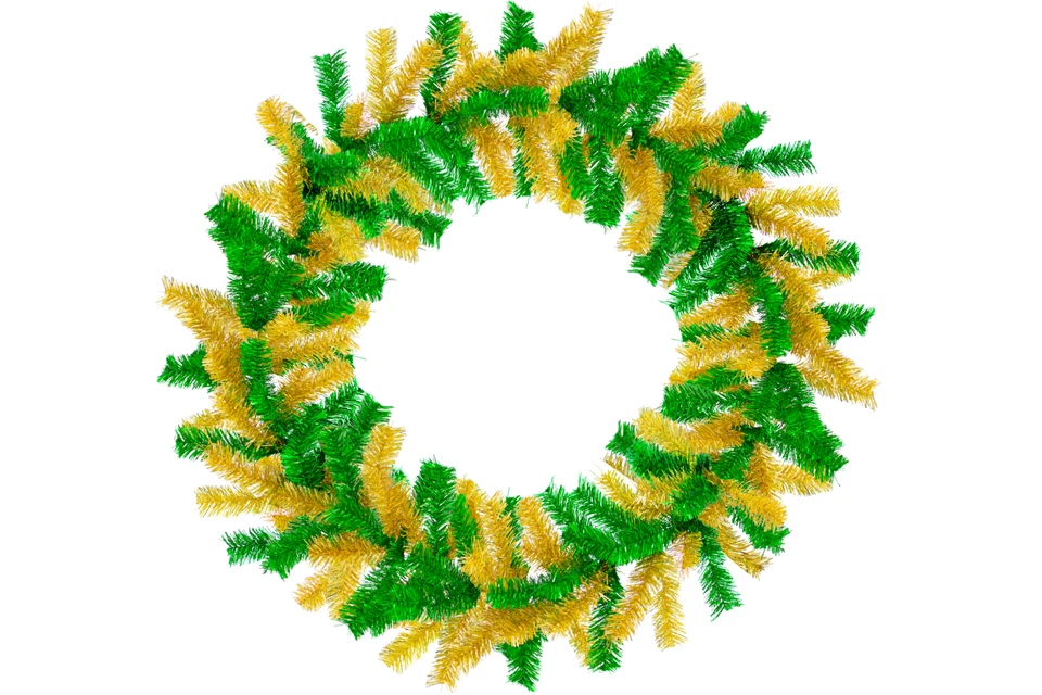 18'' St. Patrick Day Tinsel Green&Gold Wreath Front Door Hanging Indoor Outdoor - Image 1 of 4