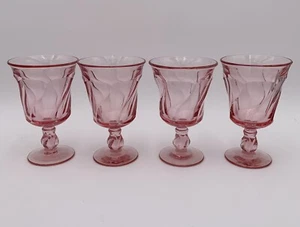 4 Vintage Fostoria Jamestown Swirl Pink 5 7/8” Footed Water Goblets 8 oz - Picture 1 of 4