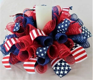 Patriotic Centerpiece, 17” Red White Navy Blue Flag 4th of July Tabletop Décor - Picture 1 of 10
