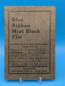 Vintage Blue Ribbon Mint Block File Stamp Collection Storage Books - Picture 1 of 4