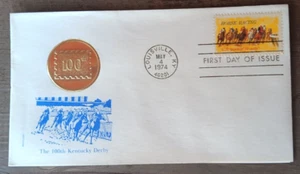 HORSE RACING KENTUCKY DERBY 100TH ANNIVER 1974 SCARCE MEDALLION CACHET FDC UNADD - Picture 1 of 1