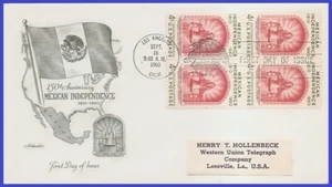 USA3 #1157 ADDR ARTMASTER FDC BL4 Independencia de México - Imagen 1 de 1