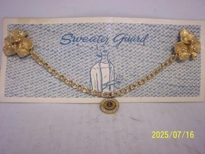 Vintage Gold Tone Sweater Guard Clip WITH LIONS CLUB 25 ANNIVERSARY CHARM NOS - Picture 1 of 6