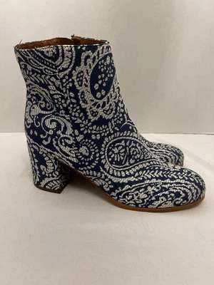 Indigo Rd Botines Tela Paisley Azul Crema Hippie Boho Cremallera Lateral Mujeres Talla 9 Foto 1 de 4