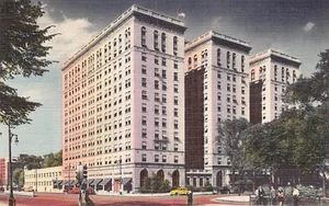 Postal MI: Sheraton Hotel, Detroit, Michigan lino vintage años 40 sin publicar - Imagen 1 de 2