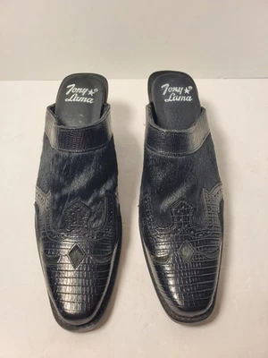 Tony Lama Womens Cowhide Vamp and Top Leather Mules Color Black Size 8M - Image 1 of 4