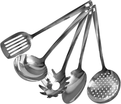 Set Di Utensili Da Cucina 5 Pezzi, Mestoli in Acciaio Inossidabile, Utensili Lav - Immagine 1 di 4