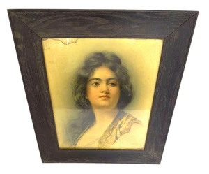 Antique Old Signed Russell's Chocolates Lady Portrait Advertising Ad Print - Picture 1 of 12